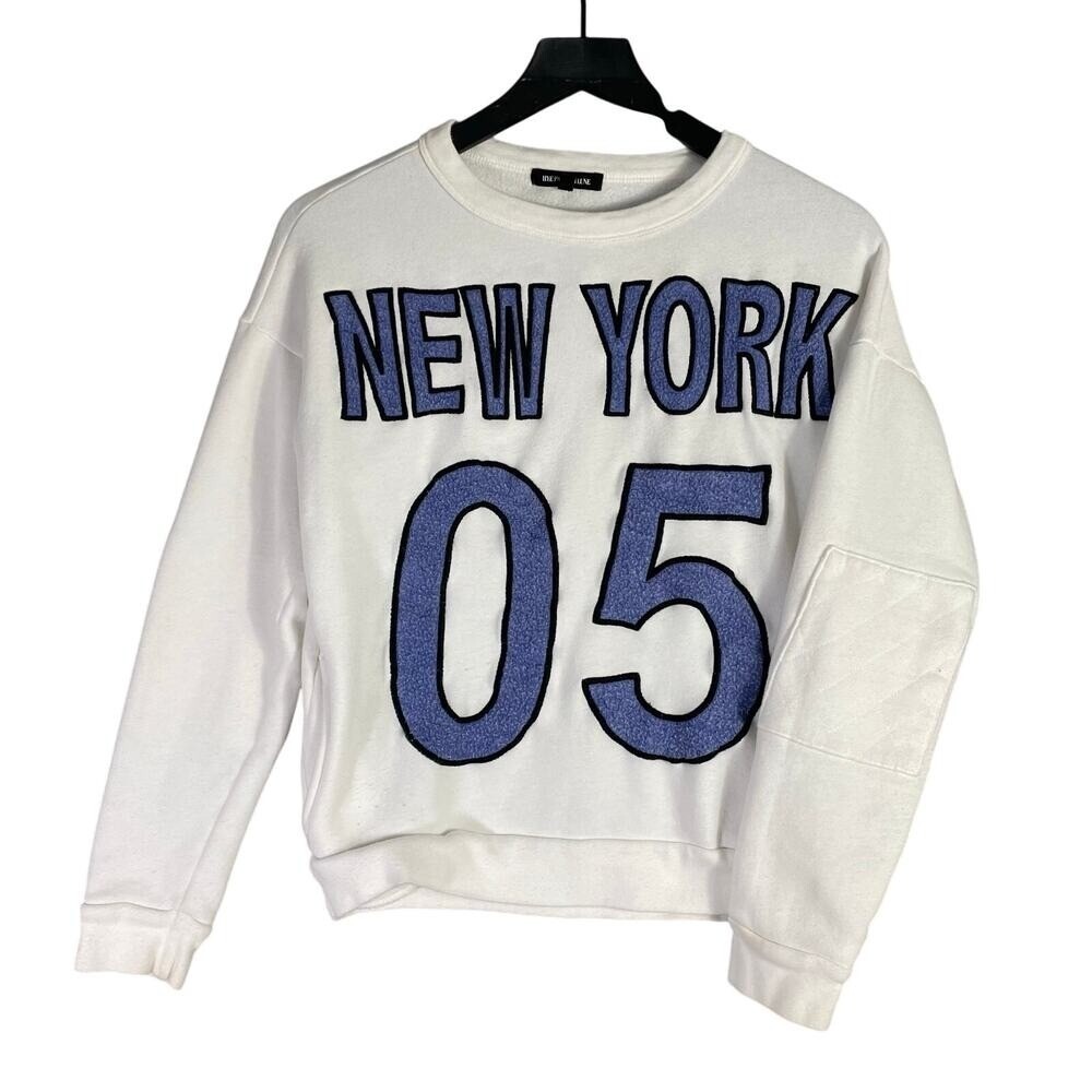 Hye Park and Lune New York 05 White Blue Graphic Crewneck Sweatshirt Size M
